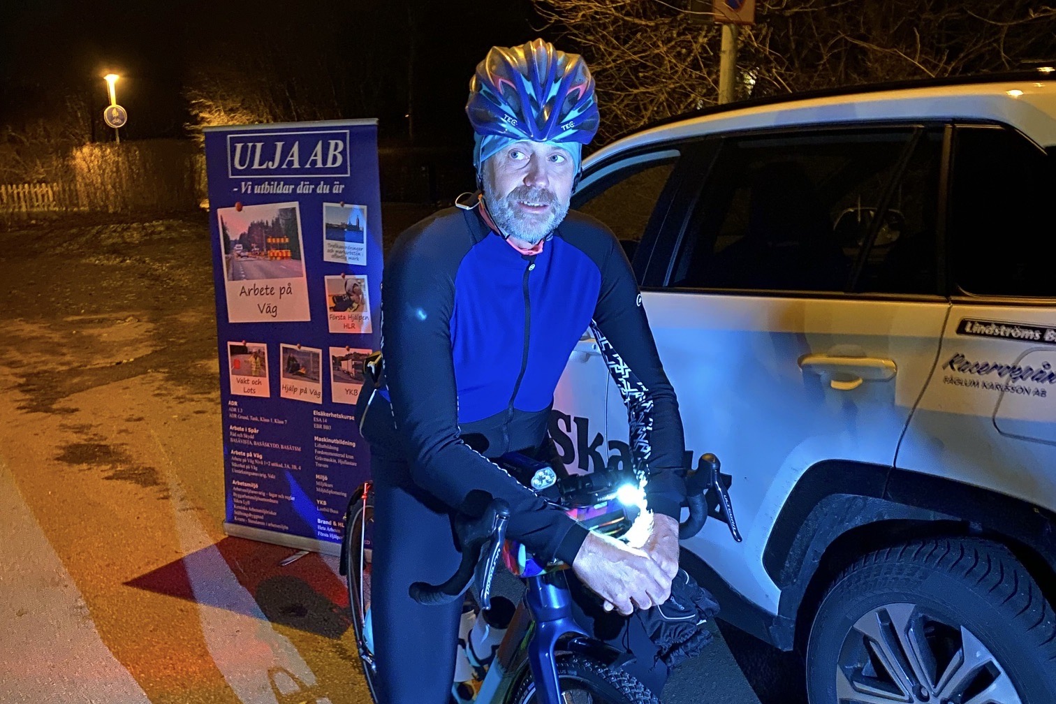 Lars Skantz, som i helgen gjorde en vinterutmaning och cyklade 30 mil på egen hand till förmån för Cancerfonden. Hur gick det?
