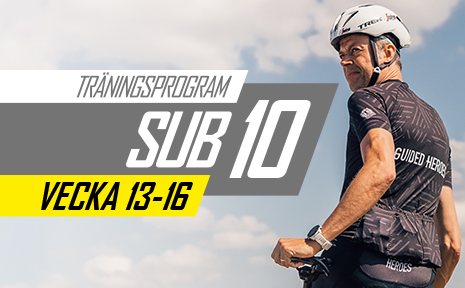 Träningsprogram inför Vätternrundan vecka 13–16 för sub 10-cyklister. Utformade av proffstränaren Mattias Reck från Guided Heroes.