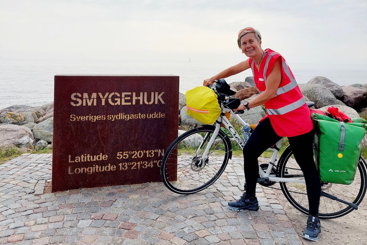 I slutet på september var Jenny framme vid Sveriges sydligaste punkt, Smygehuk. Därefter styrdes resan norrut igen med slutdestination Stockholm i sikte.