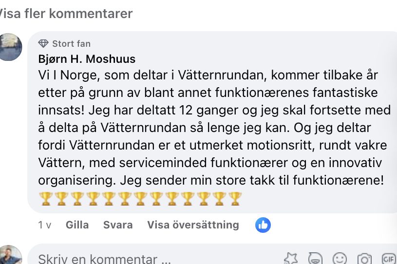 Bjørns kommentar under inlägget om Årets funktionär 2023.