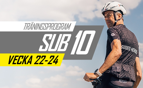 Träningsprogram inför Vätternrundan 2024 vecka 22–24 för sub 10-cyklister. De är utformade av proffstränaren Mattias Reck från Guided Heroes.
