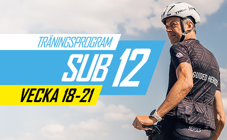 Träningsprogram inför Vätternrundan 2024 vecka 18–21 för sub 12-cyklister. De är utformade av proffstränaren Mattias Reck från Guided Heroes.