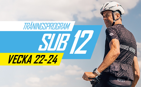 Träningsprogram inför Vätternrundan 2024 vecka 22–24 för sub 12-cyklister. De är utformade av proffstränaren Mattias Reck från Guided Heroes.