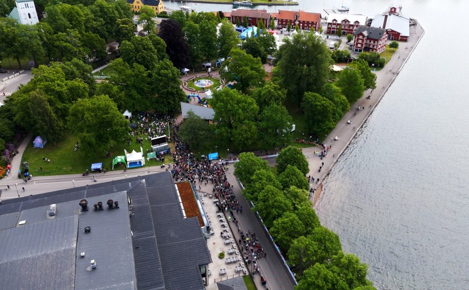 Drönarbild över Hamområdet i Motala.